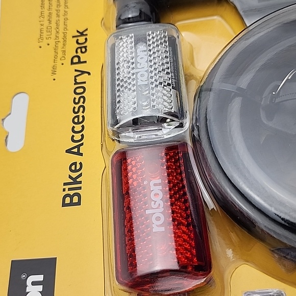 Rolson Bike Accessory Pack LED Lights Lock Dual Headed Pump Presta Schrader - Picture 6 of 12